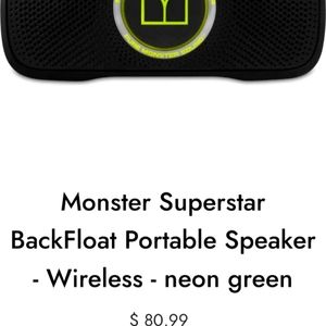 Monster Superstar BackFloat Portable Speaker - Wireless - neon green